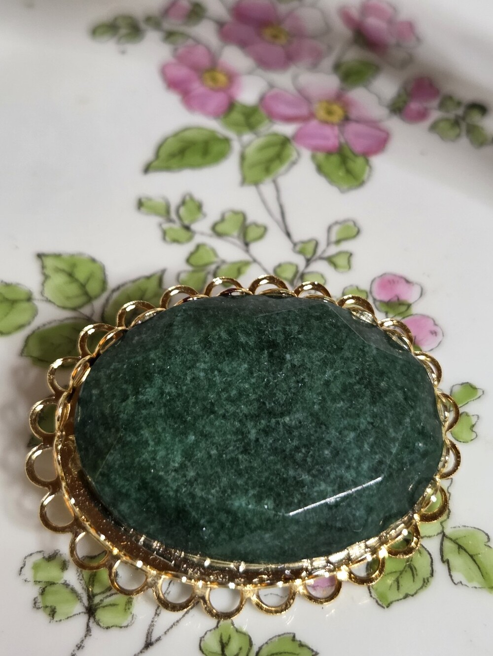 Faceted Adventurine Brooch